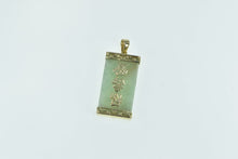 Load image into Gallery viewer, 14K Squared Chinese Jadeite Fortune Happiness Pendant Yellow Gold