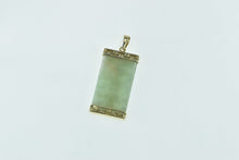 Load image into Gallery viewer, 14K Squared Chinese Jadeite Fortune Happiness Pendant Yellow Gold