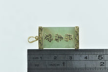 Load image into Gallery viewer, 14K Squared Chinese Jadeite Fortune Happiness Pendant Yellow Gold
