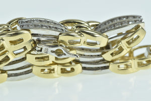14K 2.25 Ctw Diamond Two Tone Twist Bar Link Bracelet 7" Yellow Gold
