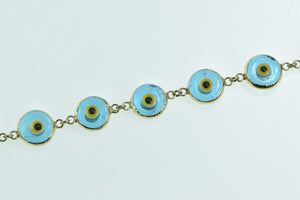 14K Nazar Evil Eye Spiritual Protection Chain Bracelet 9" Yellow Gold