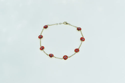 14K Red Nazar Evil Eye Spiritual Protection Bracelet 7.5