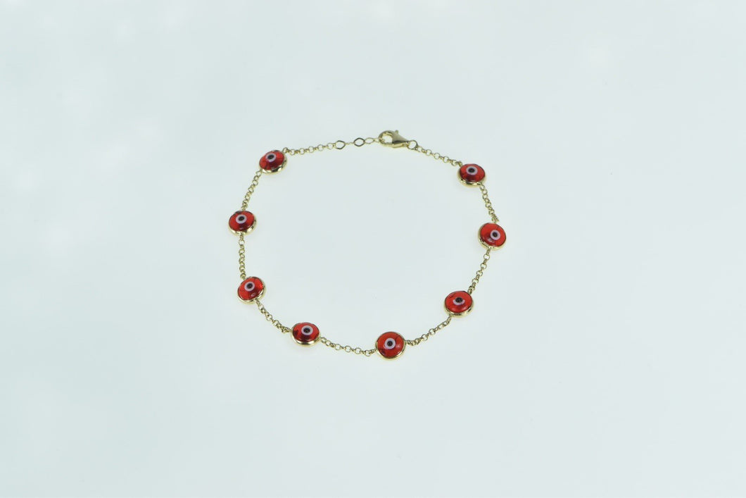 14K Red Nazar Evil Eye Spiritual Protection Bracelet 7.5