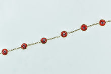 Load image into Gallery viewer, 14K Red Nazar Evil Eye Spiritual Protection Bracelet 7.5&quot; Yellow Gold
