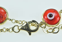 Load image into Gallery viewer, 14K Red Nazar Evil Eye Spiritual Protection Bracelet 7.5&quot; Yellow Gold