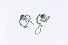 Load image into Gallery viewer, 14K Baguette Diamond Dark Blue Pearl Statement Earrings White Gold