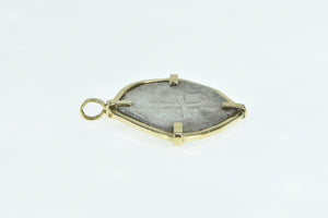 14K Vintage Spanish Silver Shipwreck Coin Charm/Pendant Yellow Gold