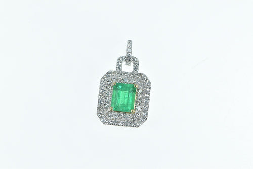 18K 3.20 Ctw Very Fine Natural Emerald Diamond Pendant 17.5