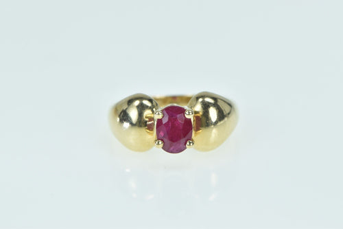 14K Natural Ruby Vintage Statement Engagement Ring Yellow Gold