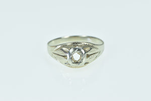 14K Art Deco 3.9mm Engagement Setting Ring Yellow Gold