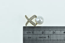 Load image into Gallery viewer, 10K X Criss Cross Diamond Pearl Slide Pendant Yellow Gold