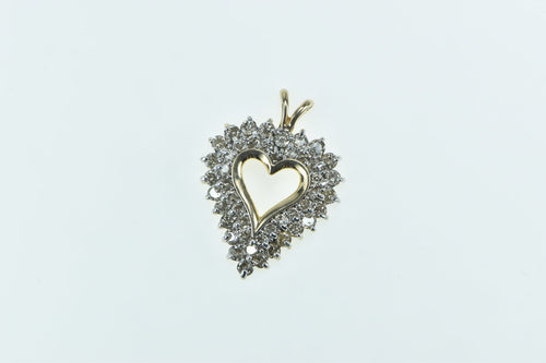 10K 1.00 Ctw Diamond Encrusted Heart Love Pendant Yellow Gold