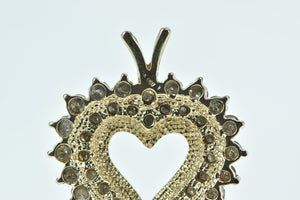 10K 1.00 Ctw Diamond Encrusted Heart Love Pendant Yellow Gold