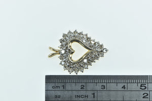 10K 1.00 Ctw Diamond Encrusted Heart Love Pendant Yellow Gold