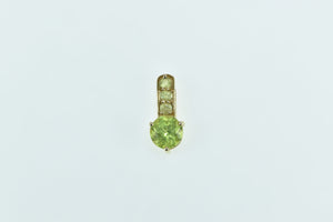 14K Round Vintage Peridot Classic Statement Pendant Yellow Gold