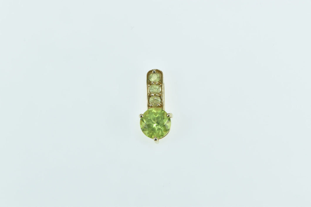 14K Round Vintage Peridot Classic Statement Pendant Yellow Gold