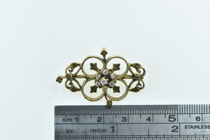 14K Victorian Ornate Diamond Floral Elaborate Pin/Brooch Yellow Gold