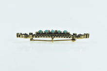 Load image into Gallery viewer, 14K Ornate Victorian Turquoise Elaborate Bar Pin/Brooch Yellow Gold