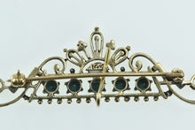 Load image into Gallery viewer, 14K Ornate Victorian Turquoise Elaborate Bar Pin/Brooch Yellow Gold