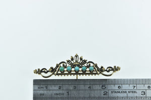 14K Ornate Victorian Turquoise Elaborate Bar Pin/Brooch Yellow Gold