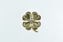 Load image into Gallery viewer, 14K Vintage Diamond Clover Shamrock Lucky Pin/Brooch Yellow Gold