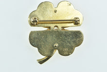 Load image into Gallery viewer, 14K Vintage Diamond Clover Shamrock Lucky Pin/Brooch Yellow Gold