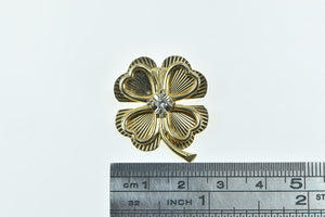 14K Vintage Diamond Clover Shamrock Lucky Pin/Brooch Yellow Gold