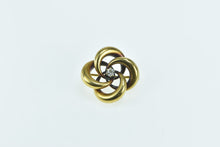 Load image into Gallery viewer, 14K Victorian 0.12 Ct Diamond Swirl Puffy Knot Pin/Brooch Yellow Gold