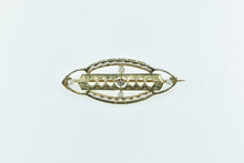 Load image into Gallery viewer, 14K Victorian Filigree Ornate Seed Pearl Oval Pin/Brooch Yellow Gold