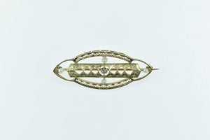 14K Victorian Filigree Ornate Seed Pearl Oval Pin/Brooch Yellow Gold