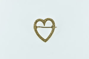 14K Victorian Ornate Heart Love Valentine Scroll Pin/Brooch Yellow Gold