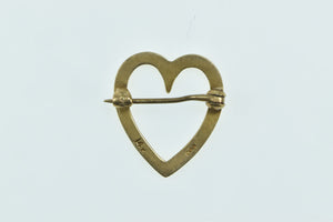 14K Victorian Ornate Heart Love Valentine Scroll Pin/Brooch Yellow Gold