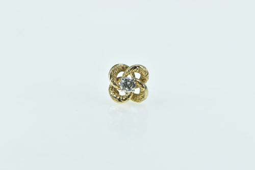 14K 0.18 Ct Diamond Victorian Knot Swirl Lapel Pin/Brooch Yellow Gold