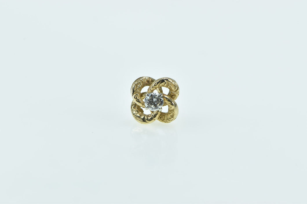 14K 0.18 Ct Diamond Victorian Knot Swirl Lapel Pin/Brooch Yellow Gold