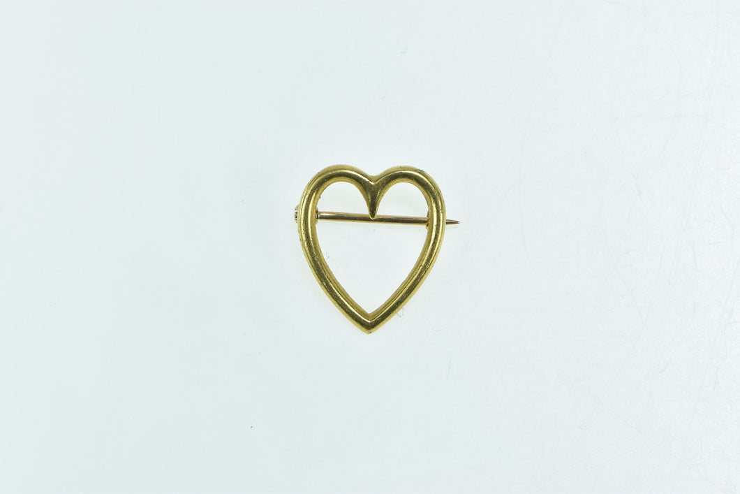 14K Victorian Heart Classic Valentine Love Symbol Pin/Brooch Yellow Gold