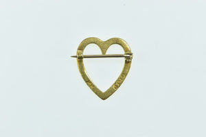 14K Victorian Heart Classic Valentine Love Symbol Pin/Brooch Yellow Gold