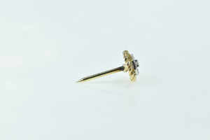 14K Diamond Vintage Rope Trim Round Lapel Pin/Brooch Yellow Gold