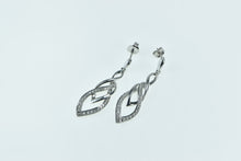 Load image into Gallery viewer, 14K Diamond Inset Vintage Twist Loop Dangle Earrings Yellow Gold