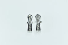 Load image into Gallery viewer, 14K 0.42 Ctw Diamond Oval French Clip Hoop Earrings White Gold