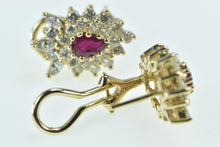 Load image into Gallery viewer, 14K 2.00 Ctw Pear Ruby Diamond Cluster Halo Earrings Yellow Gold