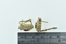 Load image into Gallery viewer, 14K 2.00 Ctw Pear Ruby Diamond Cluster Halo Earrings Yellow Gold