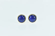 Load image into Gallery viewer, Gold Filled Round Lapis Lazuli Cabochon Vintage Stud Earrings