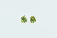 Load image into Gallery viewer, 14K Round Peridot Vintage Solitaire Stud Earrings Yellow Gold