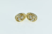 Load image into Gallery viewer, 14K Vintage Diamond Twist Trim Statement Stud Earrings Yellow Gold