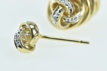 Load image into Gallery viewer, 14K Vintage Diamond Twist Trim Statement Stud Earrings Yellow Gold