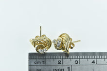 Load image into Gallery viewer, 14K Vintage Diamond Twist Trim Statement Stud Earrings Yellow Gold