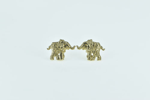 14K Vintage Elephant Memory Symbol Animal Earrings Yellow Gold