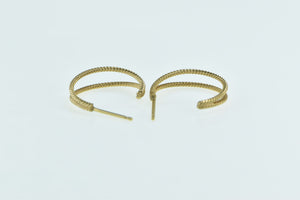 14K 16.1mm Vintage Classic Split Hoop Statement Earrings Yellow Gold