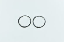 Load image into Gallery viewer, 14K 13.2mm Vintage CZ Huggies Classic Hoop Earrings White Gold