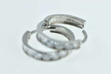 Load image into Gallery viewer, 14K 13.2mm Vintage CZ Huggies Classic Hoop Earrings White Gold